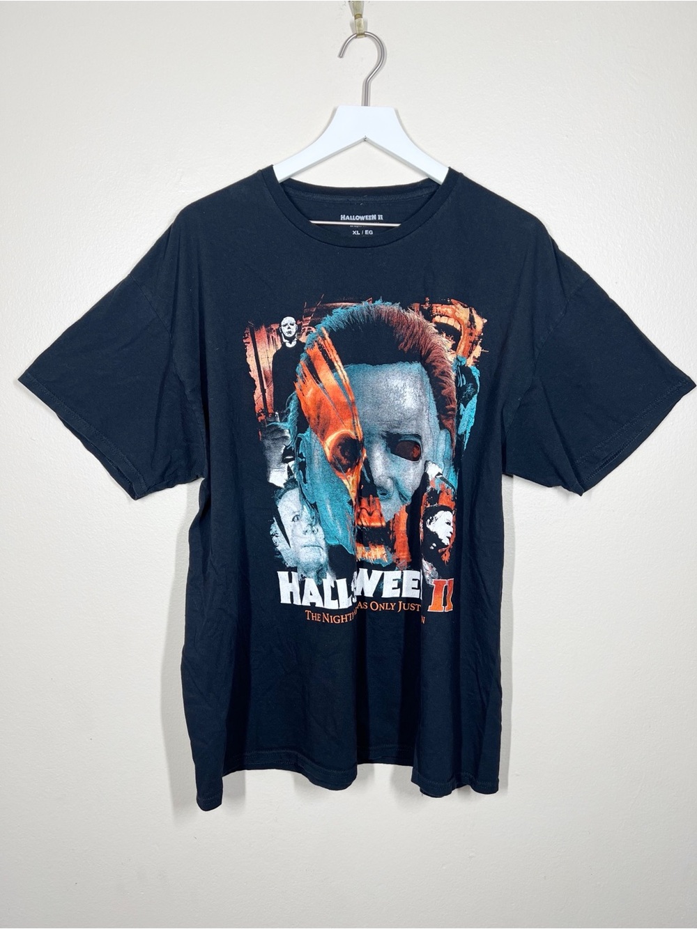 HALLOWEEN 2 Men’s Graphic T-Shirt Michael Myers Tee Black Size XL Cotton